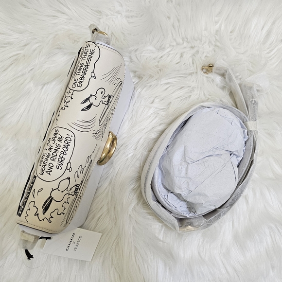 New Coach X Peanuts Tabby Shoulder Bag 26 With Newspaper Print - Picture 10 of 14